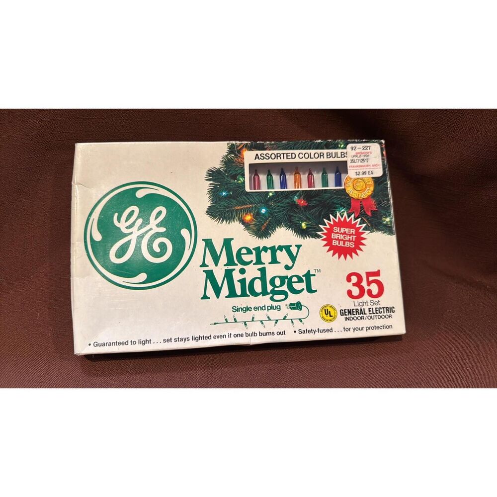Vintage 1980's GE Merry Midget 35 Christmas Lights